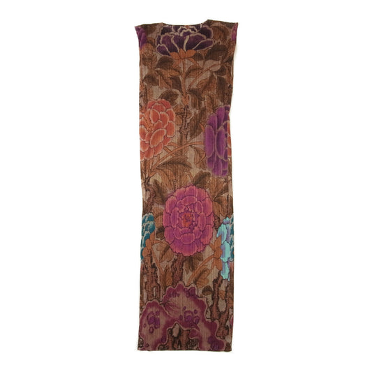 PLEATS PLEASE プリーツプリーズ イッセイミヤケ PP84-JH777 プリーツ加工 花柄 フラワー 総柄 フレンチスリーブ ワンピース  マルチカラー系 3【美品】【中古】