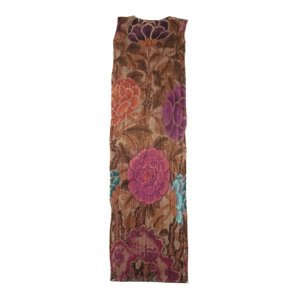 PLEATS PLEASE プリーツプリーズ イッセイミヤケ PP84-JH777 プリーツ加工 花柄 フラワー 総柄 フレンチスリーブ ワンピース  マルチカラー系 3【美品】【中古】