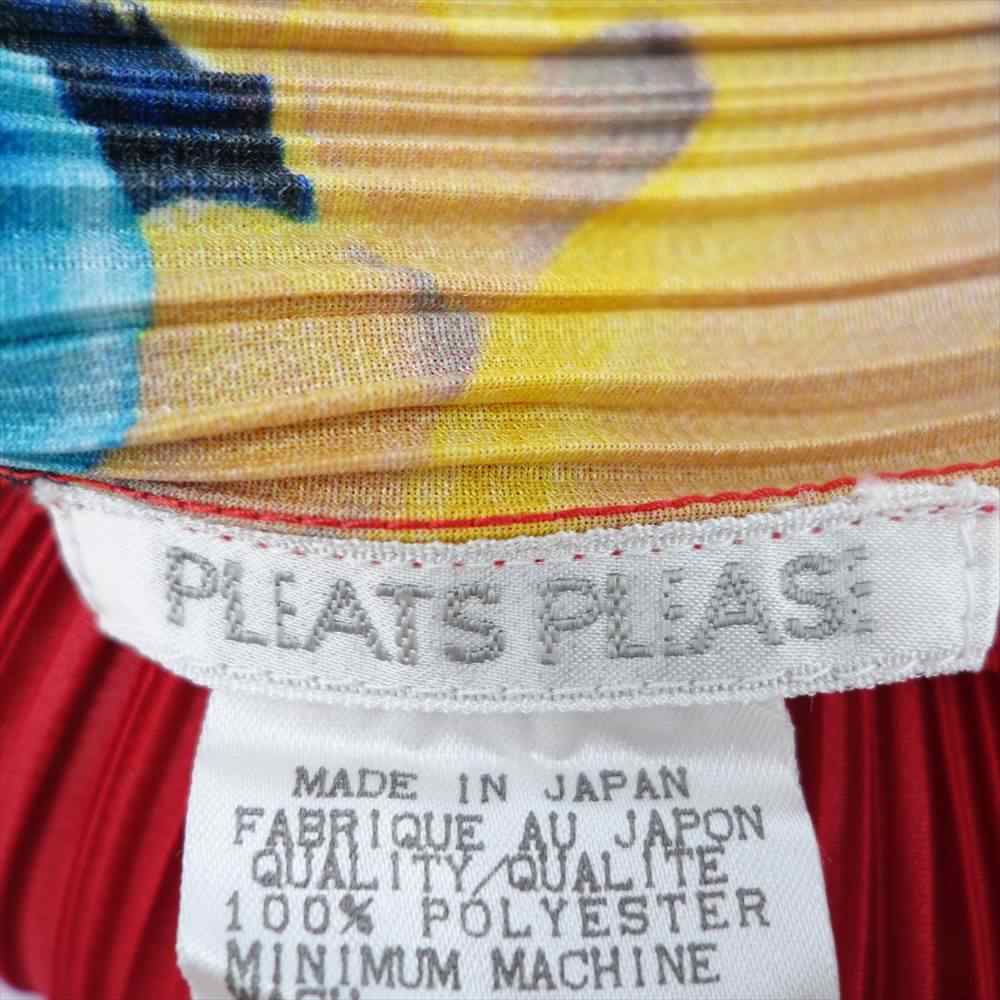 PLEATS PLEASE プリーツプリーズ イッセイミヤケ PP81-JH741 プリーツ加工 CHINESE NEW YEAR DRAGON チャイナ 縁起柄 中国龍 ボトルネック ノースリーブ ワンピース レッド系 マルチカラー系 3【美品】【中古】