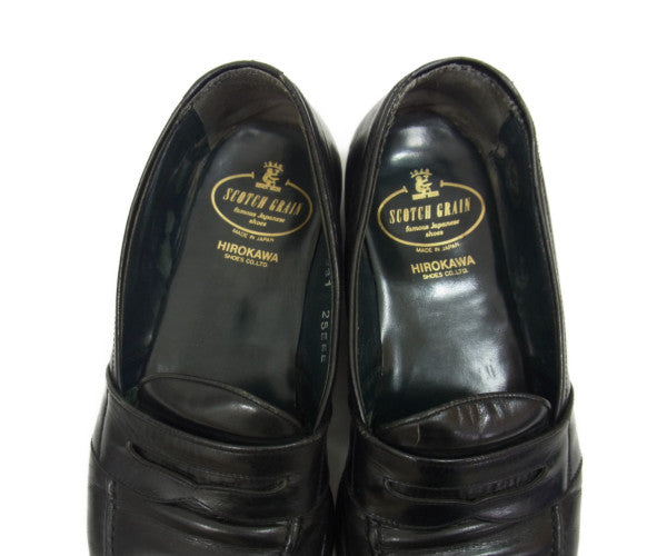 SCOTCH GRAIN スコッチグレイン レザー コイン ローファー ブラック系 25EEE【中古】