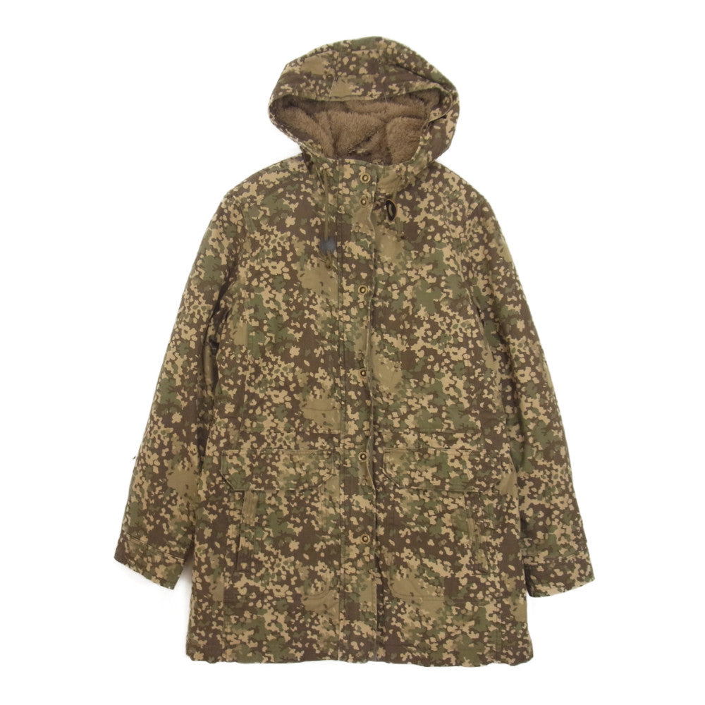 L.L.Bean エルエルビーン 290720 中綿 ボア ジャケット モッズコート 迷彩 カモ カーキ系 XS【中古】