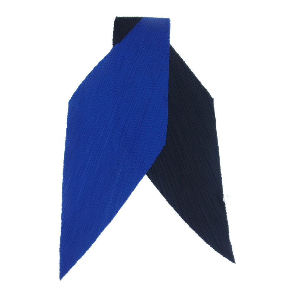 PLEATS PLEASE プリーツプリーズ イッセイミヤケ PP64-AD021 プリーツ加工 カラー 切替 スカーフ ブルー × ブラック【美品】【中古】