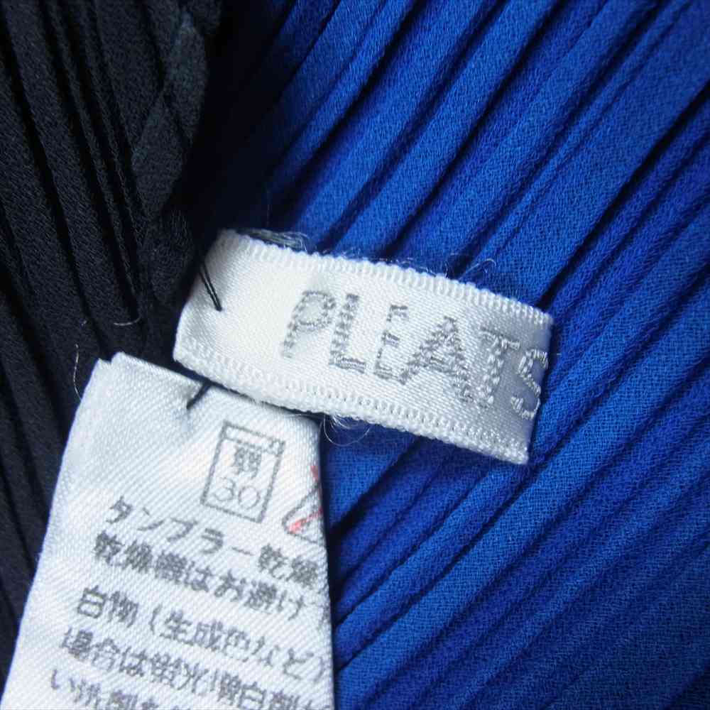 PLEATS PLEASE プリーツプリーズ イッセイミヤケ PP64-AD021 プリーツ加工 カラー 切替 スカーフ ブルー × ブラック【美品】【中古】