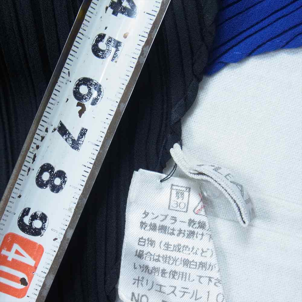 PLEATS PLEASE プリーツプリーズ イッセイミヤケ PP64-AD021 プリーツ加工 カラー 切替 スカーフ ブルー × ブラック【美品】【中古】