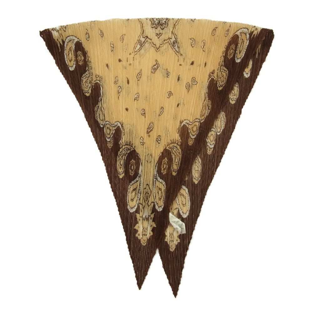 PLEATS PLEASE プリーツプリーズ イッセイミヤケ PP91-AD021 プリーツ加工 バンダナ ペイズリー柄 メッシュ スカーフ ブラウン系【美品】【中古】