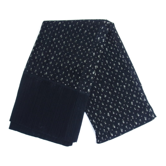 PLEATS PLEASE プリーツプリーズ イッセイミヤケ PP71-QD538 プリーツ加工 花柄 フラワー ロング ストール ブラック系【美品】【中古】