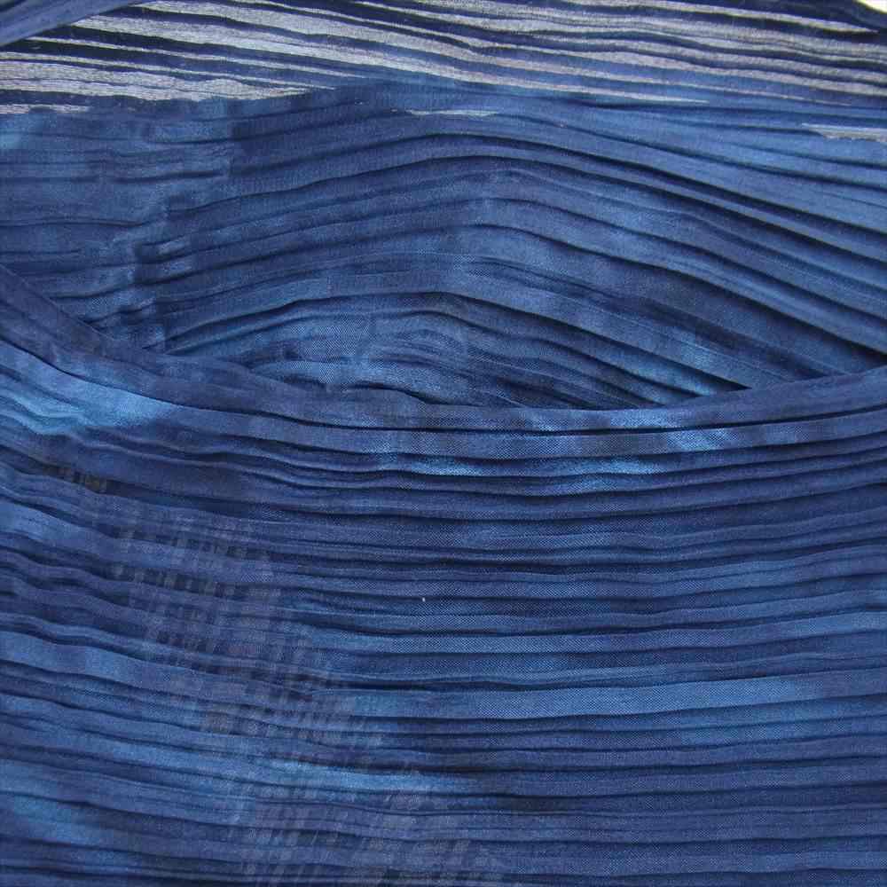 PLEATS PLEASE プリーツプリーズ イッセイミヤケ PP64-AD138 プリーツ加工 タイダイ 柄 アームホール付き ロング ストール ネイビー系【美品】【中古】