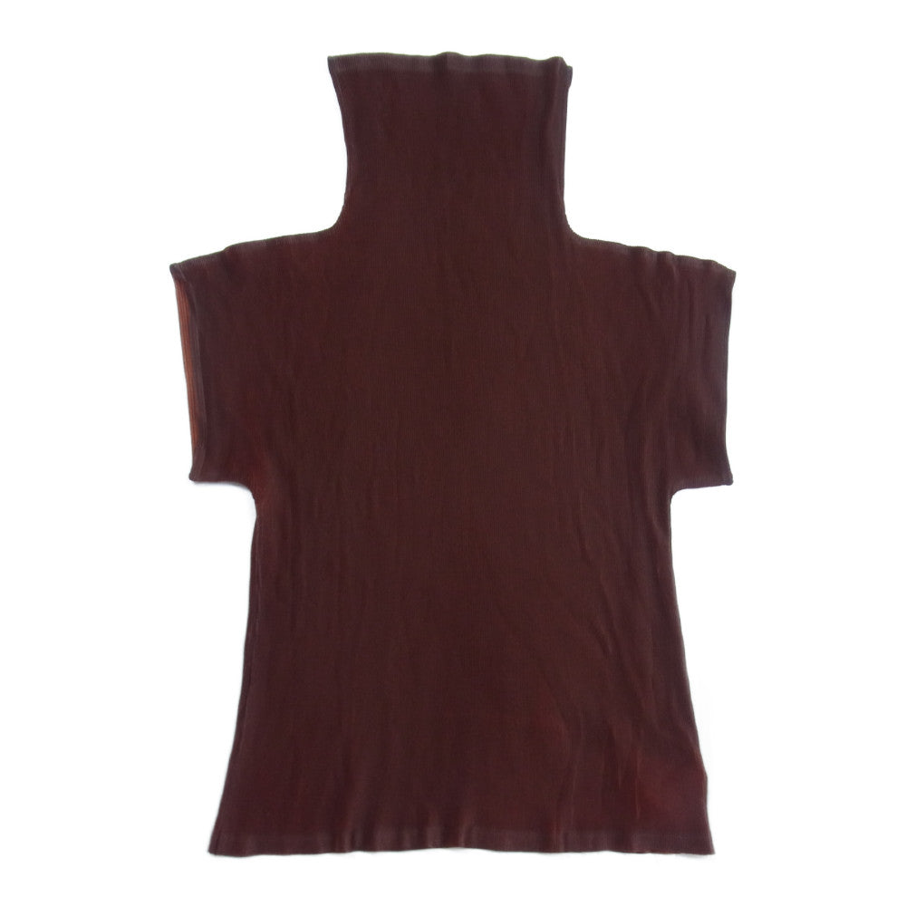 PLEATS PLEASE プリーツプリーズ イッセイミヤケ PP23-FK705 プリーツ加工 細プリーツ タートルネック ドルマンスリーブ 半袖 カットソー ブラウン系 3【美品】【中古】