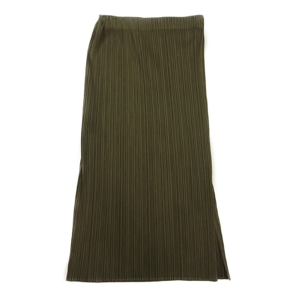 PLEATS PLEASE プリーツプリーズ イッセイミヤケ PP13-JG114 プリーツ加工 スリット スカート カーキ カーキ系 2【美品】【中古】