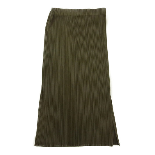 PLEATS PLEASE プリーツプリーズ イッセイミヤケ PP13-JG114 プリーツ加工 スリット スカート カーキ カーキ系 2【美品】【中古】