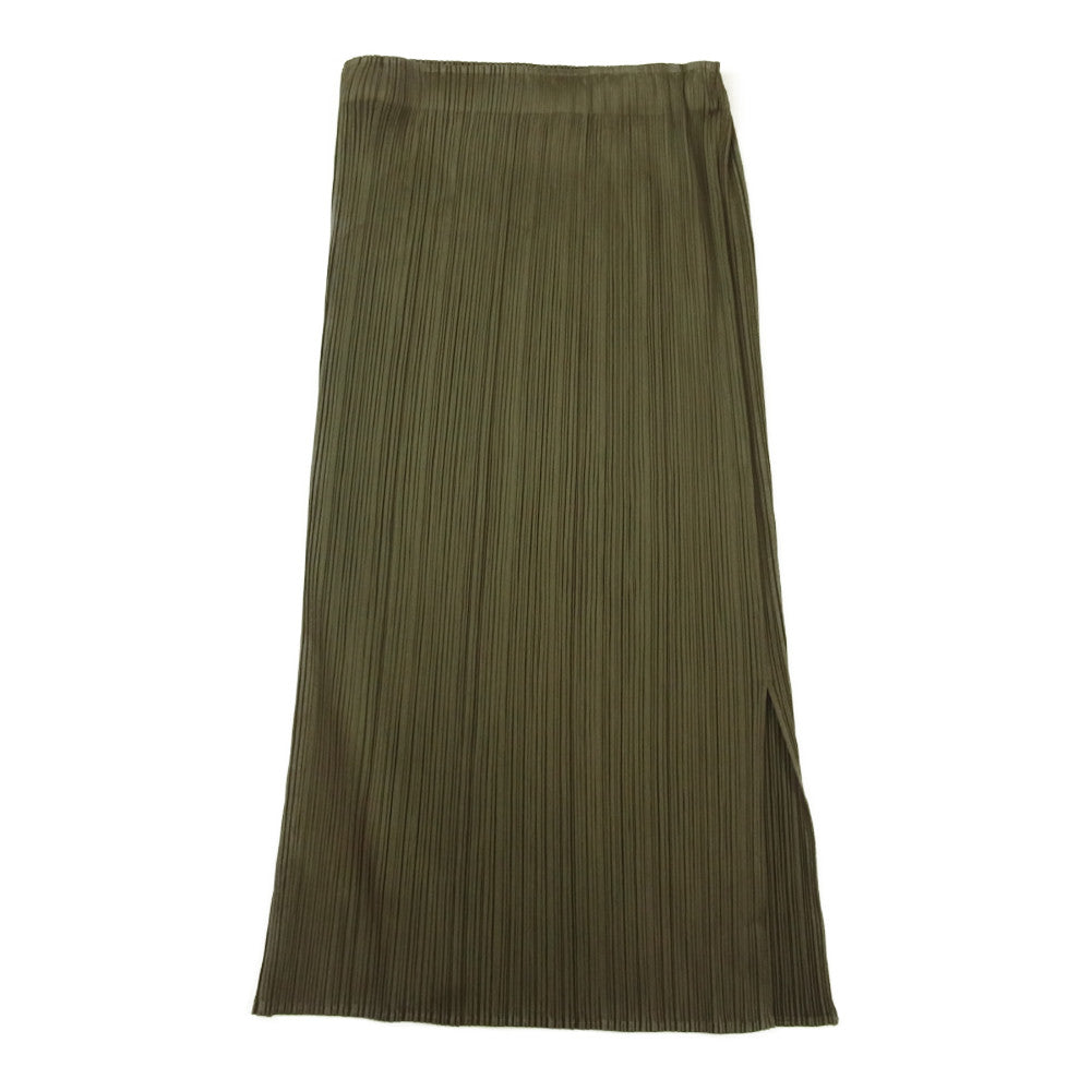 PLEATS PLEASE プリーツプリーズ イッセイミヤケ PP13-JG114 プリーツ加工 スリット スカート カーキ カーキ系 2【美品】【中古】