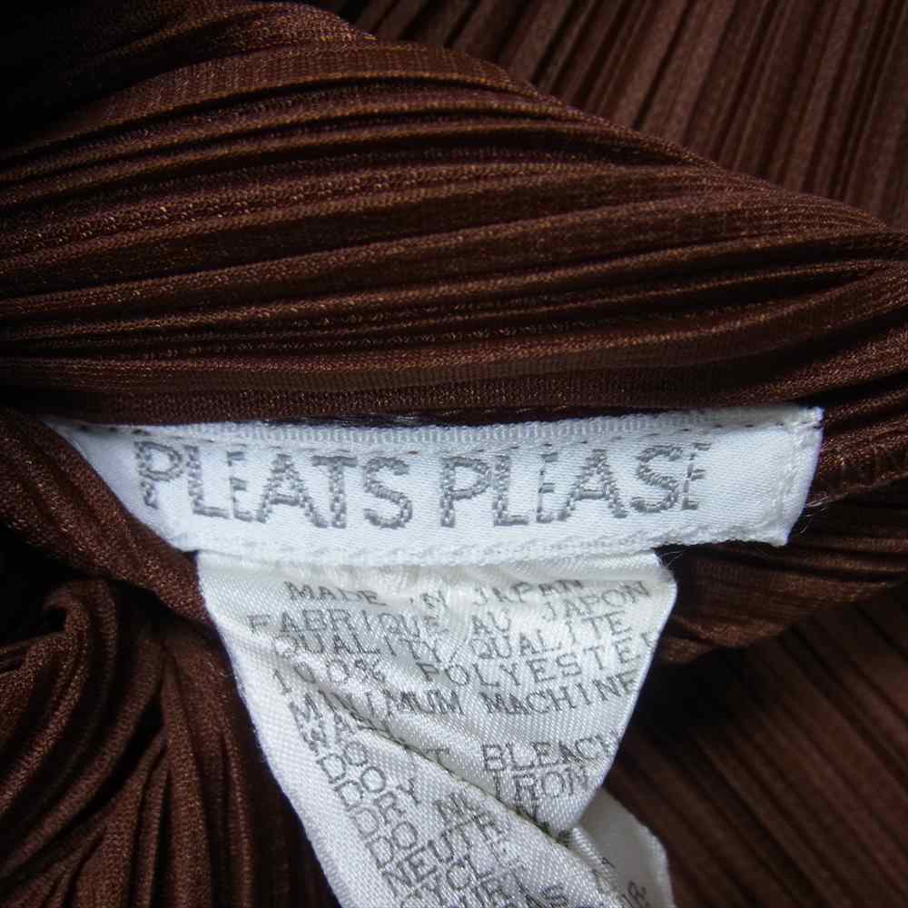 PLEATS PLEASE プリーツプリーズ イッセイミヤケ PP74-JK604 プリーツ加工 ボトルネック ロング カットソー 長袖 ブラウン 3【美品】【中古】