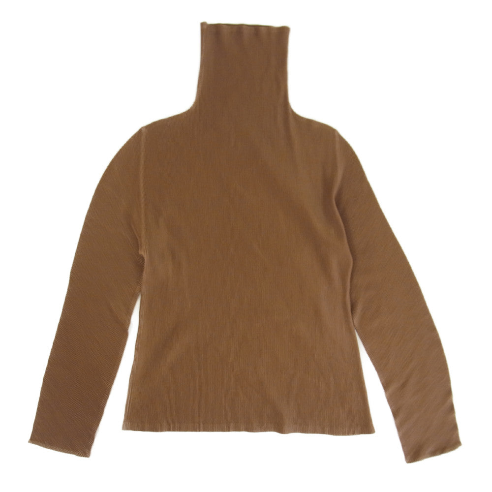 PLEATS PLEASE プリーツプリーズ イッセイミヤケ PP23-FK346 プリーツ加工 細プリーツ タートルネック カットソー 長袖 ベージュ ベージュ系 3【美品】【中古】