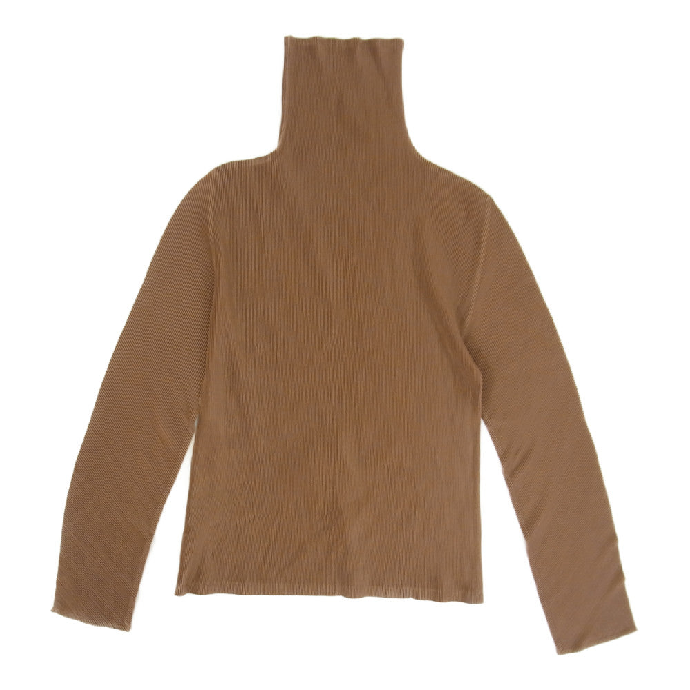 PLEATS PLEASE プリーツプリーズ イッセイミヤケ PP23-FK346 プリーツ加工 細プリーツ タートルネック カットソー 長袖 ベージュ ベージュ系 3【美品】【中古】