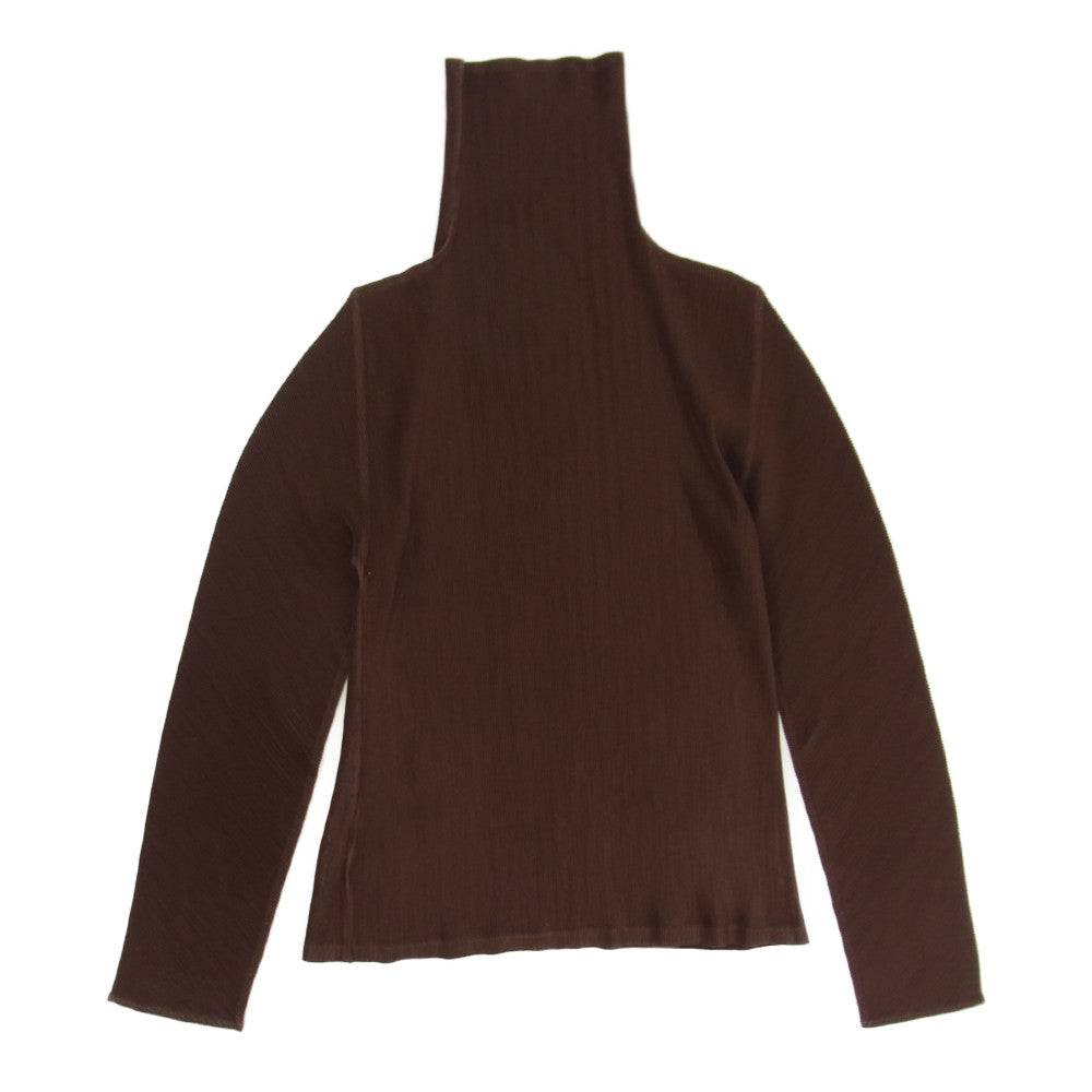 PLEATS PLEASE プリーツプリーズ イッセイミヤケ PP23-FK346 プリーツ加工 細プリーツ タートルネック カットソー 長袖 赤茶 ブラウン系 3【中古】