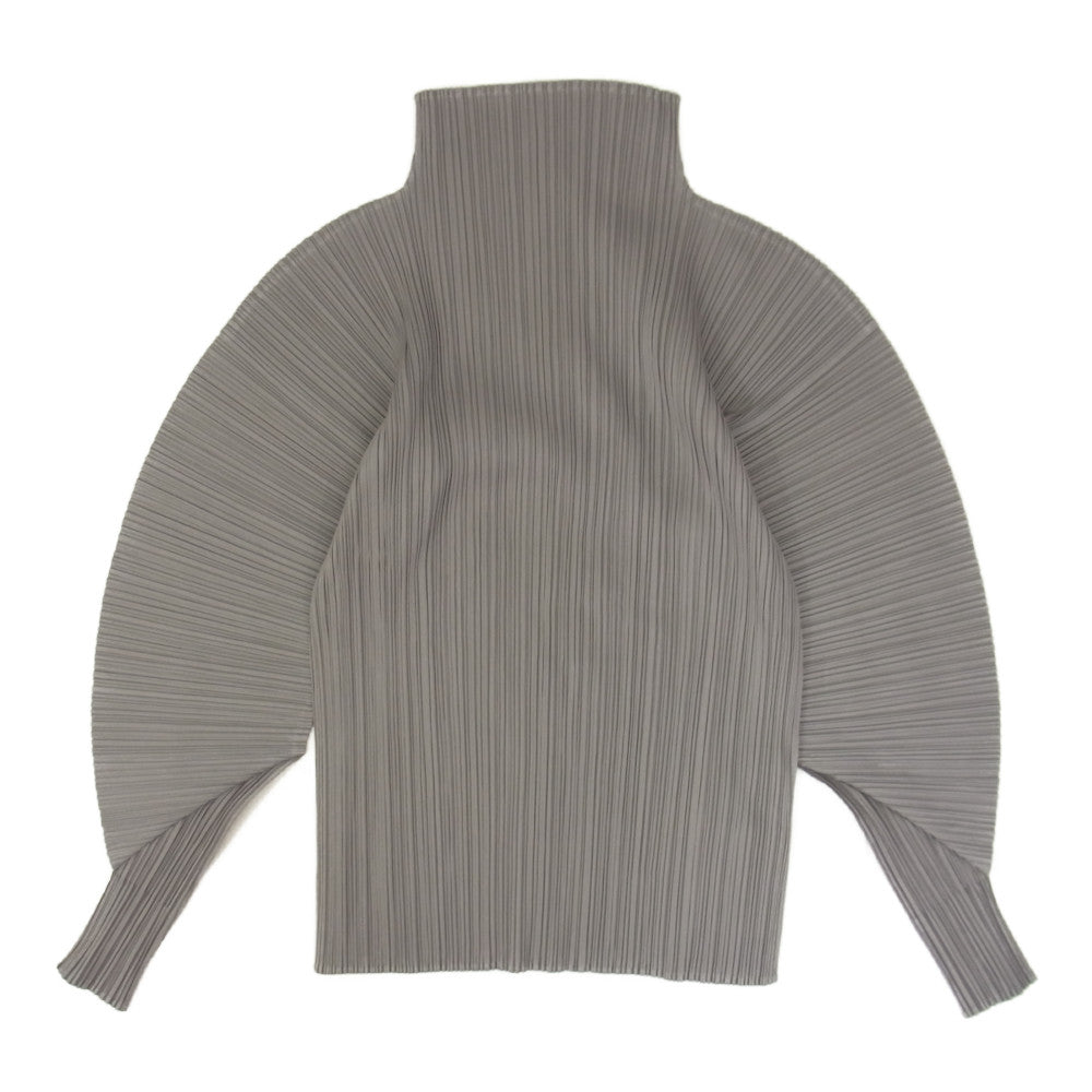 PLEATS PLEASE プリーツプリーズ イッセイミヤケ PP04-JK808 プリーツ加工 ボトルネック ドルマンスリーブ ロング カットソー 長袖 ブラウン グレー系 3【美品】【中古】