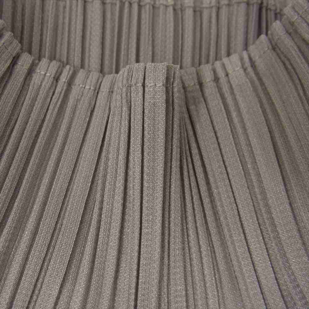 PLEATS PLEASE プリーツプリーズ イッセイミヤケ PP04-JK808 プリーツ加工 ボトルネック ドルマンスリーブ ロング カットソー 長袖 ブラウン グレー系 3【美品】【中古】