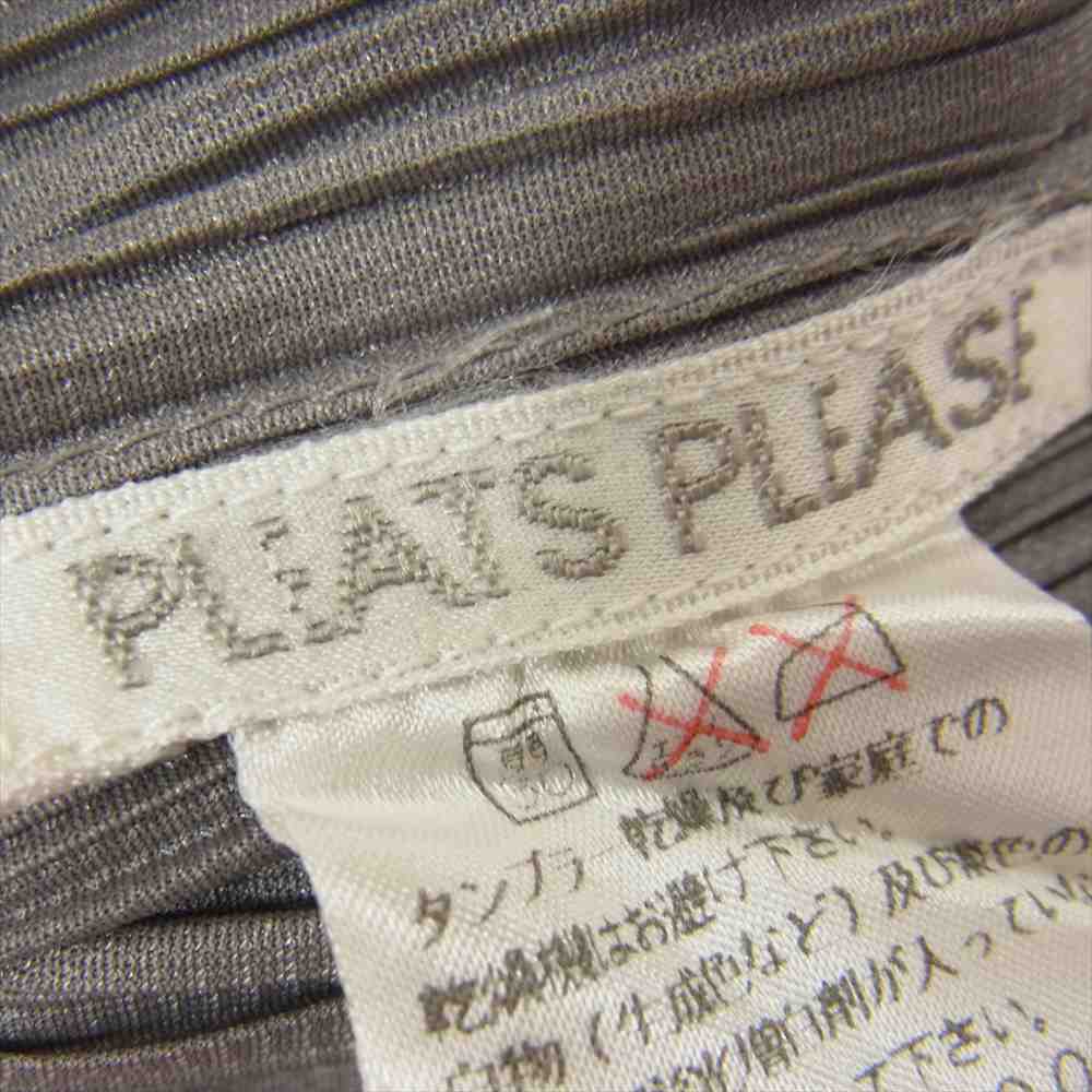 PLEATS PLEASE プリーツプリーズ イッセイミヤケ PP04-JK808 プリーツ加工 ボトルネック ドルマンスリーブ ロング カットソー 長袖 ブラウン グレー系 3【美品】【中古】