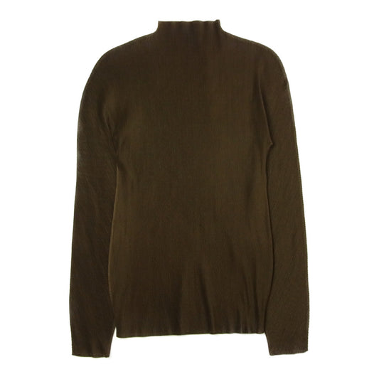 PLEATS PLEASE プリーツプリーズ イッセイミヤケ PP19-JK415 プリーツ加工 細プリーツ ハイネック カットソー 長袖 ブラウン ブラウン系 3【美品】【中古】