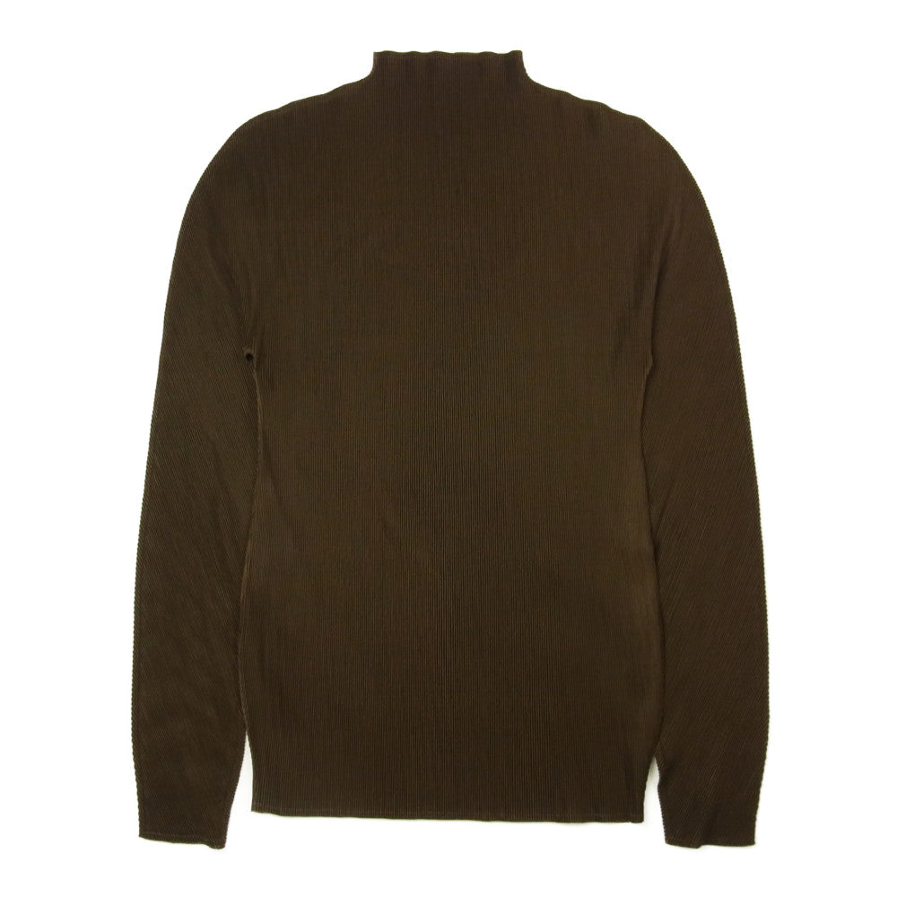 PLEATS PLEASE プリーツプリーズ イッセイミヤケ PP19-JK415 プリーツ加工 細プリーツ ハイネック カットソー 長袖 ブラウン ブラウン系 3【美品】【中古】