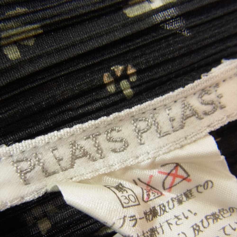 PLEATS PLEASE プリーツプリーズ イッセイミヤケ PP71-JK504 プリーツ加工 花柄 フラワー ボトルネック ロング カットソー 長袖 ブラック系 3【美品】【中古】