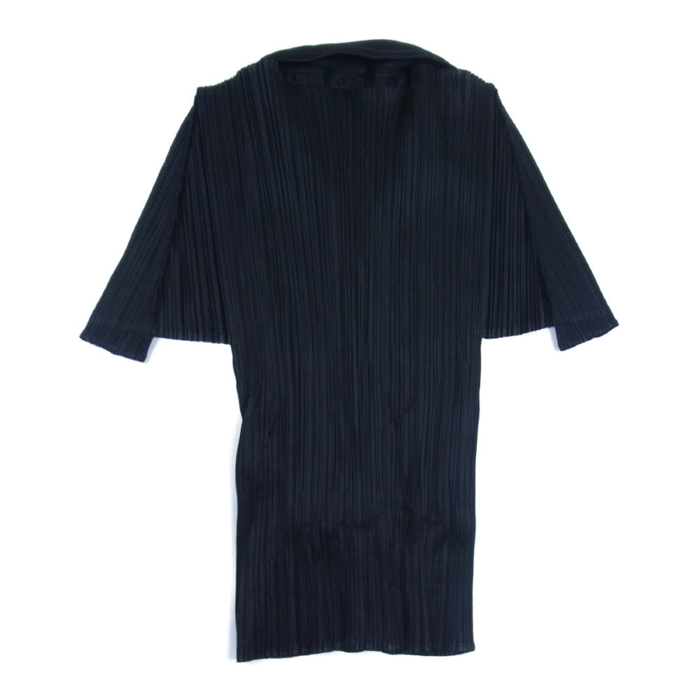 PLEATS PLEASE プリーツプリーズ イッセイミヤケ PP93-JK173 プリーツ加工 シャツ ブラウス 半袖 ブラック系 3【美品】【中古】