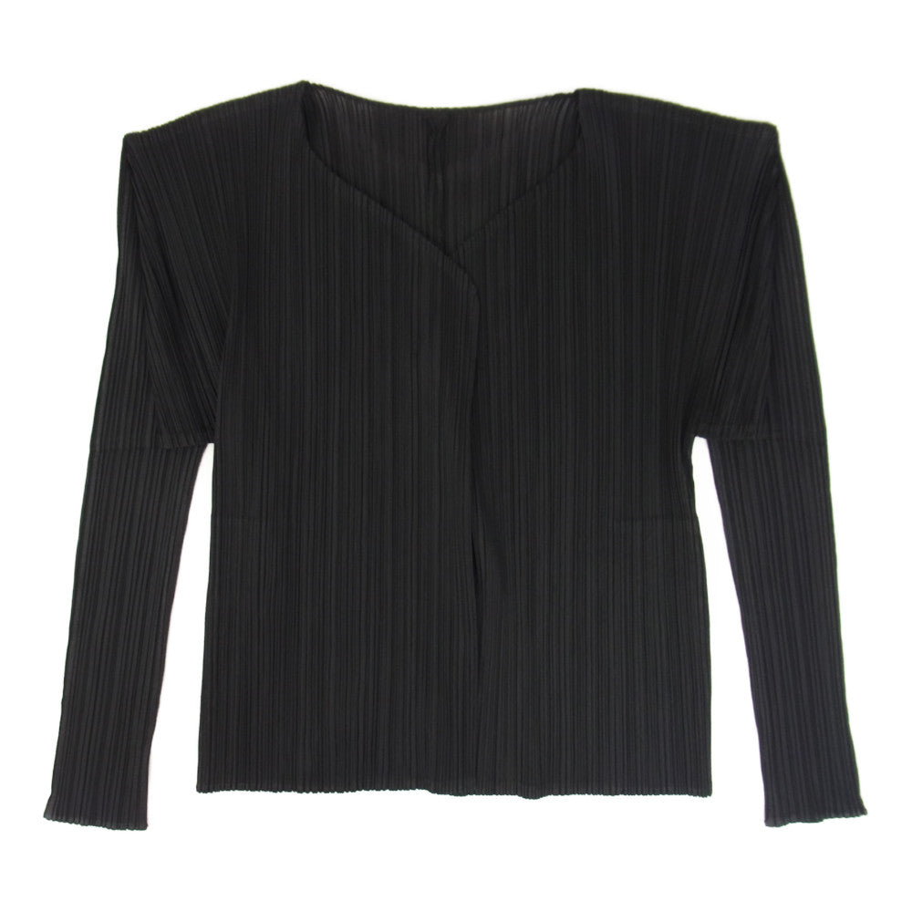 PLEATS PLEASE プリーツプリーズ イッセイミヤケ PP04-JD623 プリーツ加工 カーディガン 長袖 ブラック ブラック系 3【美品】【中古】