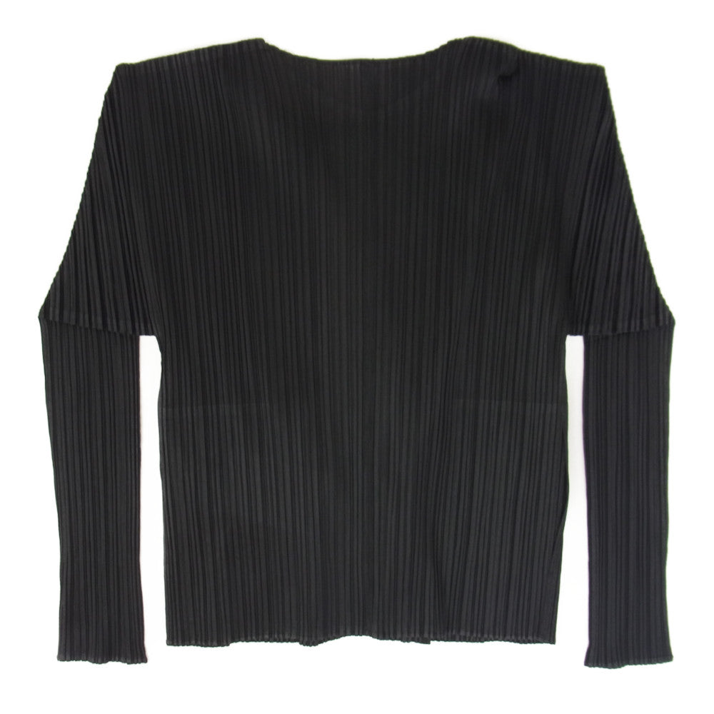 PLEATS PLEASE プリーツプリーズ イッセイミヤケ PP04-JD623 プリーツ加工 カーディガン 長袖 ブラック ブラック系 3【美品】【中古】