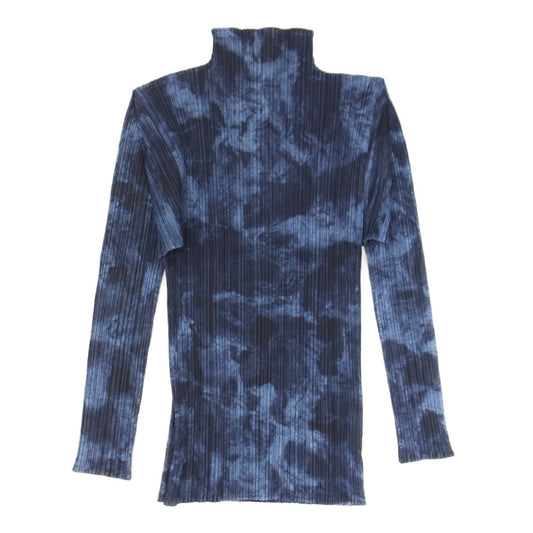 PLEATS PLEASE プリーツプリーズ イッセイミヤケ PP94-JK591 プリーツ加工 タイダイ ボトルネック カットソー 長袖 ネイビー系 3【美品】【中古】