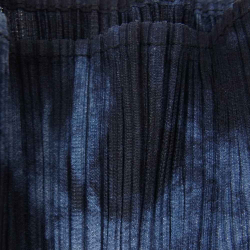 PLEATS PLEASE プリーツプリーズ イッセイミヤケ PP94-JK591 プリーツ加工 タイダイ ボトルネック カットソー 長袖 ネイビー系 3【美品】【中古】