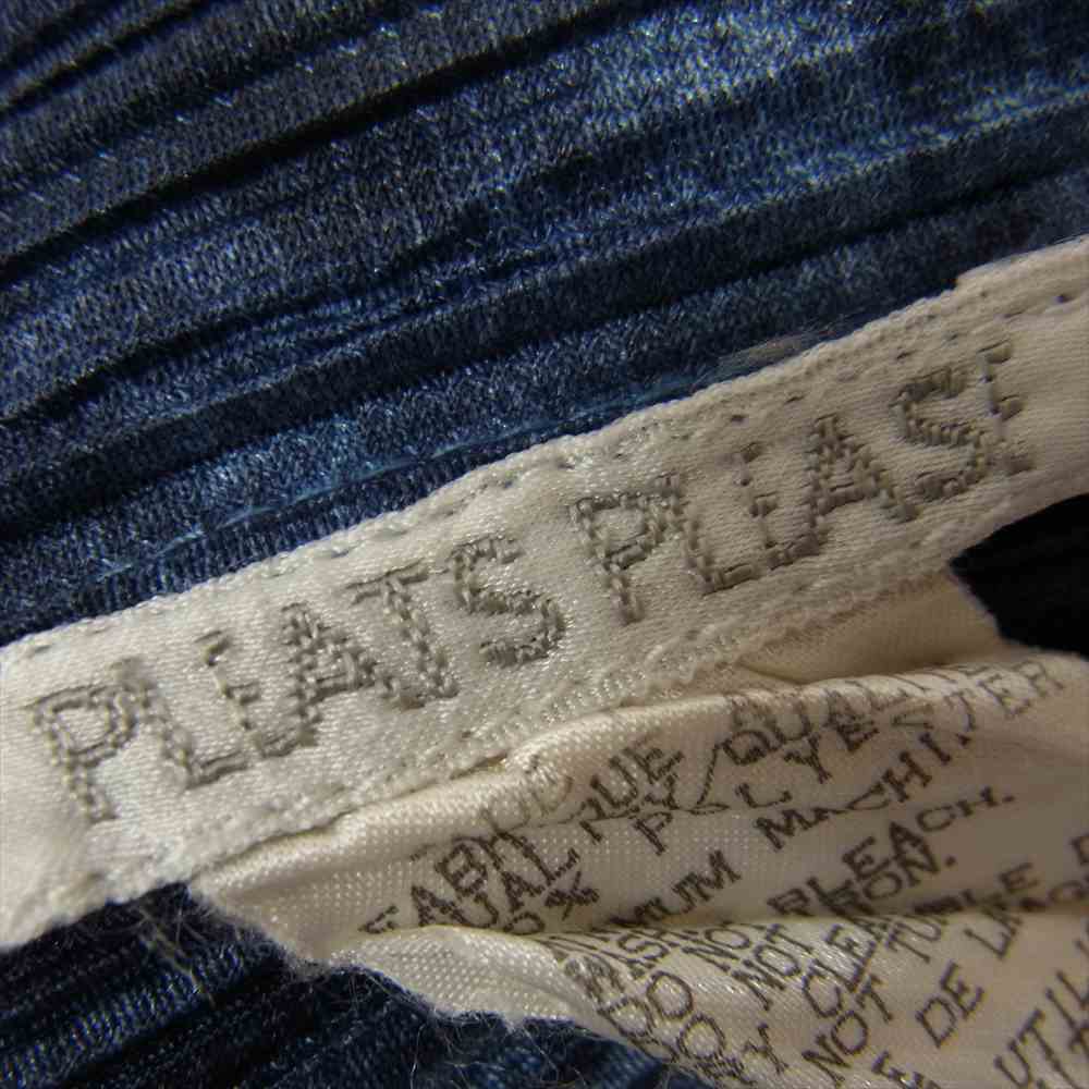 PLEATS PLEASE プリーツプリーズ イッセイミヤケ PP94-JK591 プリーツ加工 タイダイ ボトルネック カットソー 長袖 ネイビー系 3【美品】【中古】