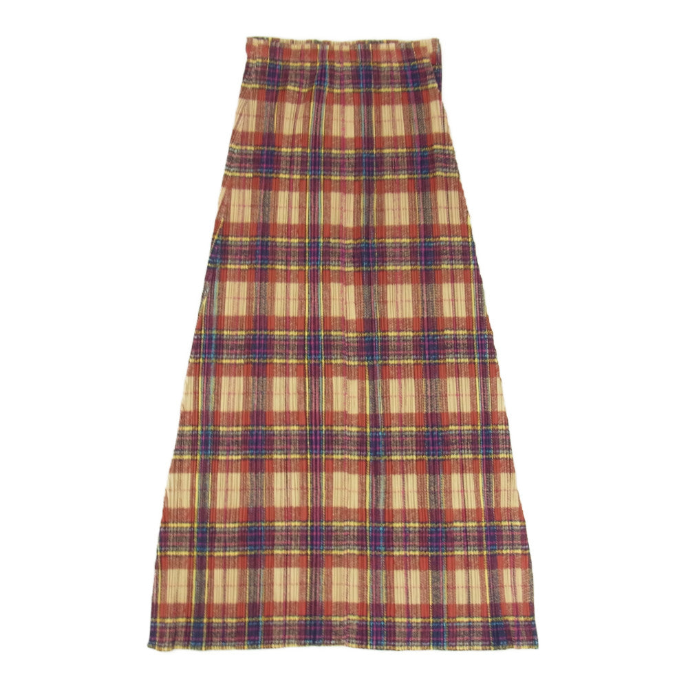 PLEATS PLEASE プリーツプリーズ イッセイミヤケ PP23-JG904 プリーツ加工 チェック ロング スカート マルチカラー系 3【美品】【中古】