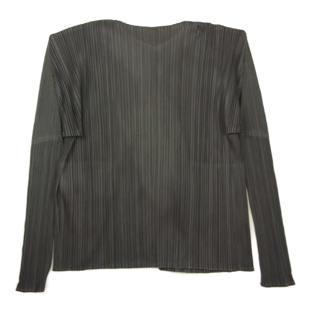 PLEATS PLEASE プリーツプリーズ イッセイミヤケ PP04-JD123 プリーツ加工 カーディガン 長袖 グレー チャコール系 3【美品】【中古】
