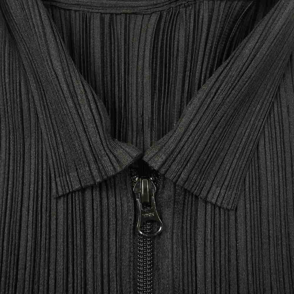 PLEATS PLEASE プリーツプリーズ イッセイミヤケ PP04-JE384 プリーツ加工 ノースリーブ ジップ シャツ ブラウス ブラック系 3【美品】【中古】