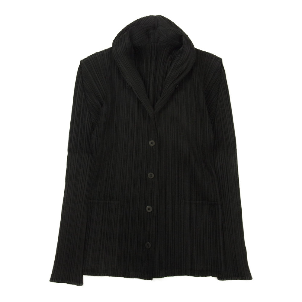 PLEATS PLEASE プリーツプリーズ イッセイミヤケ PP14-JD581 プリーツ加工 ショールカラー ジャケット 長袖 ブラック系 3【美品】【中古】