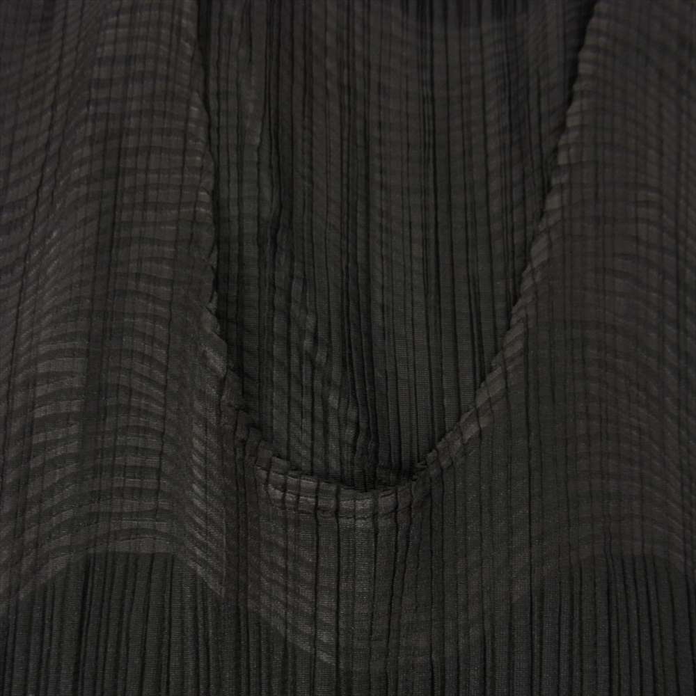 PLEATS PLEASE プリーツプリーズ イッセイミヤケ PP94-JH632 プリーツ加工 ウェーブ柄 ノースリーブ サイドスリット ロング ワンピース ブラック系 3【美品】【中古】