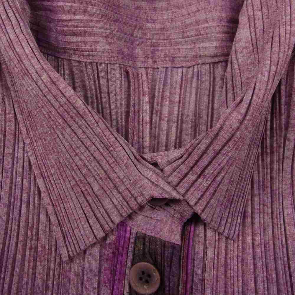 PLEATS PLEASE プリーツプリーズ イッセイミヤケ PP84-JK583 プリーツ加工 花柄 フラワー シャツ カットソー ラベンダー パープル系 3【美品】【中古】