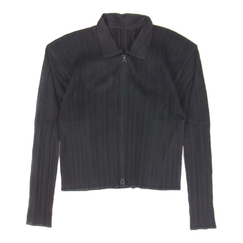 PLEATS PLEASE プリーツプリーズ イッセイミヤケ PP04-JD358 プリーツ加工 ジップ ジャケット ブラック系 3【美品】【中古】