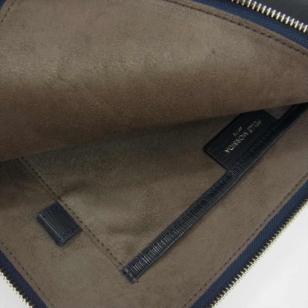 PELLE MORBIDA ペッレモルビダ PMO-CA205 Capitano キャピターノ エンボスレザークラッチバッグ ネイビー系【新古品】【未使用】【中古】