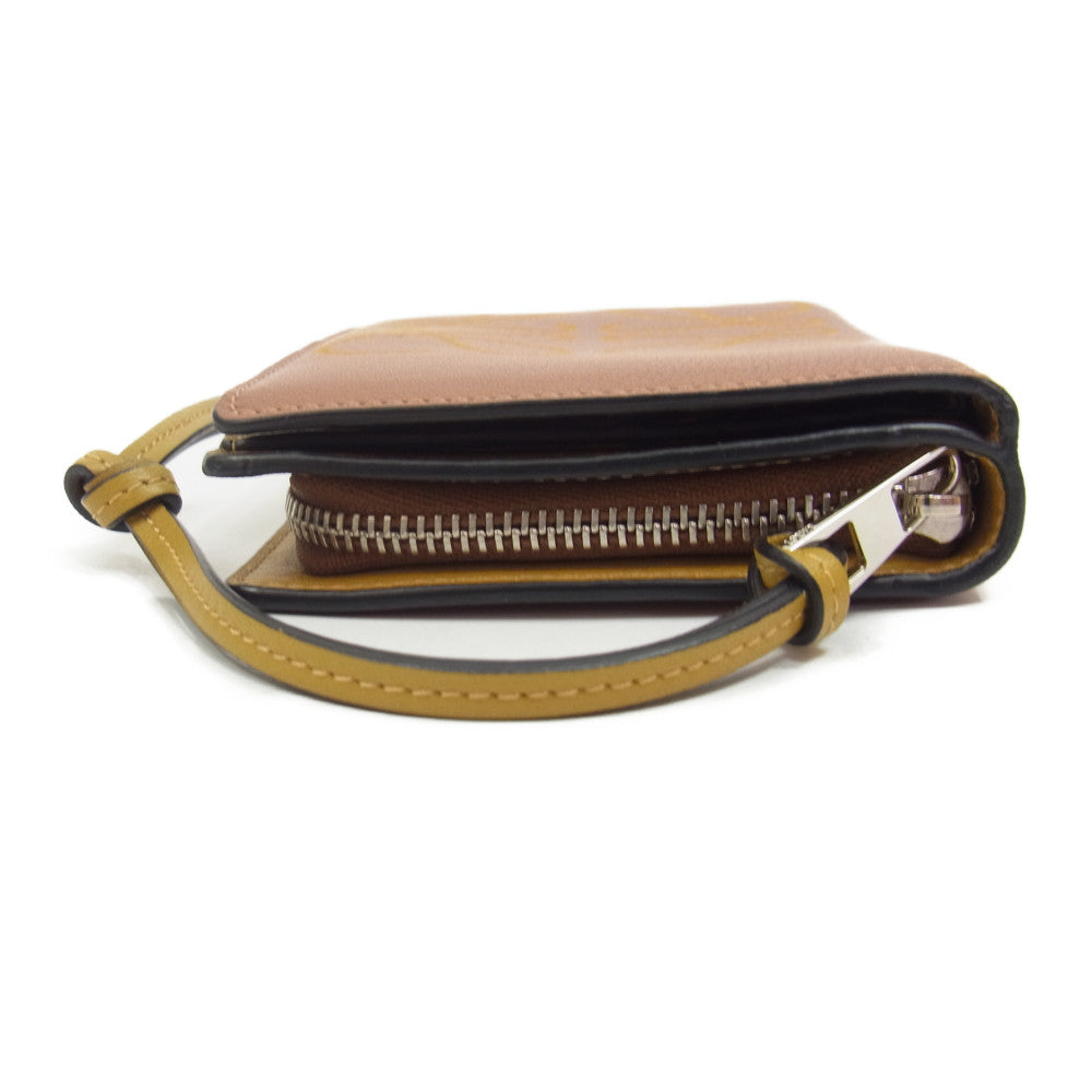 LOEWE ロエベ 103.54.Z41 アナグラム コンパクト ジップ ウォレット  ブラウン系【中古】