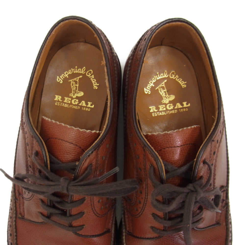 REGAL リーガル 2235 グレインレザー ロングウイングチップ ブラウン系 24 1/2EE【中古】