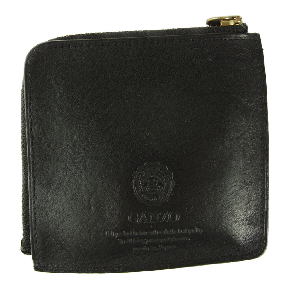 GANZO ガンゾ 57153 Minerva Natural ミネルバナチュラル ZIPパース レザー コンパクトウォレット ブラック ブラック系【中古】