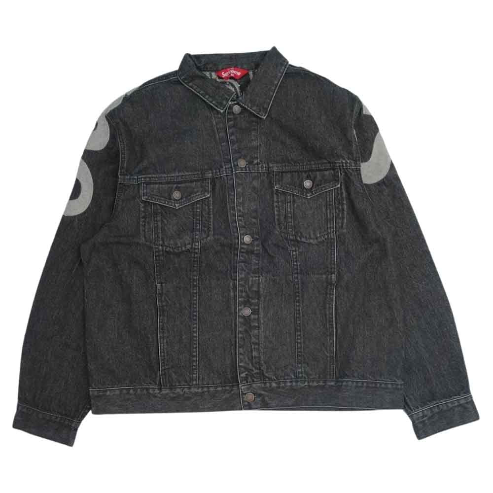 Supreme シュプリーム 22SS Inset Logo Denim Trucker Jacket インセット ロゴ デニム トラッカー ジャケット ブラック系 XL【新古品】【未使用】【中古】