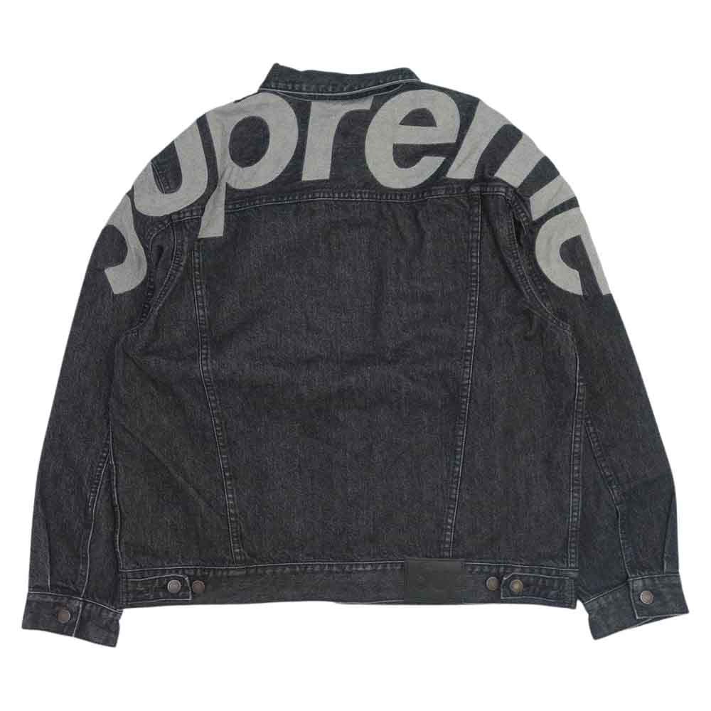 Supreme シュプリーム 22SS Inset Logo Denim Trucker Jacket インセット ロゴ デニム トラッカー ジャケット ブラック系 XL【新古品】【未使用】【中古】