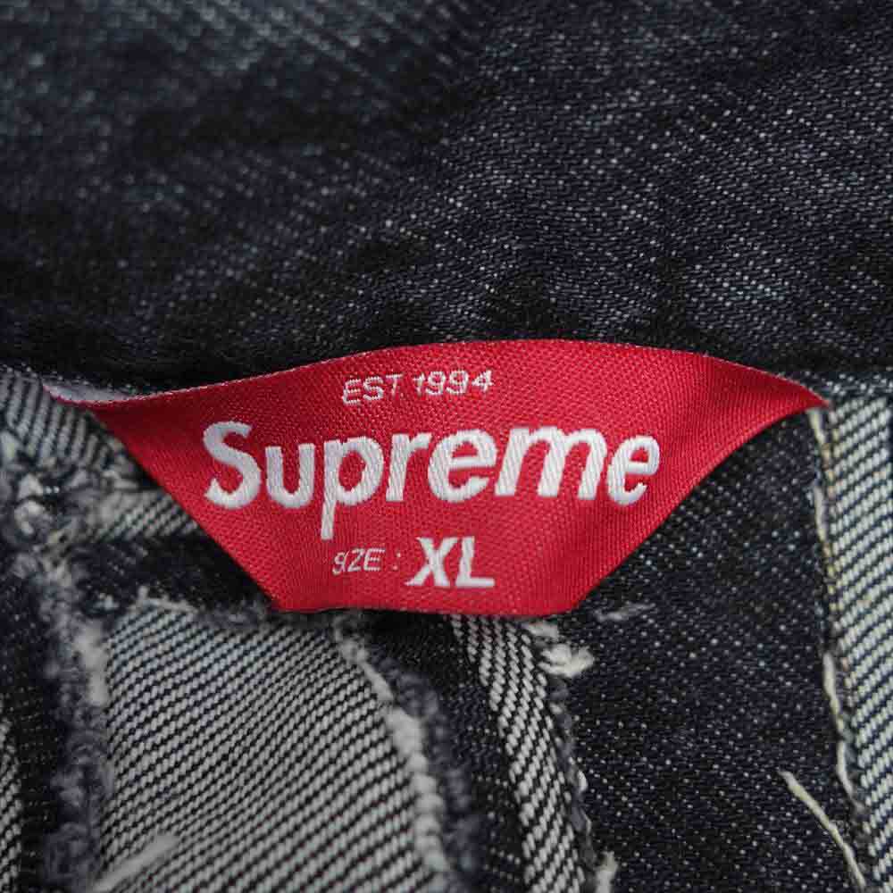 Supreme シュプリーム 22SS Inset Logo Denim Trucker Jacket インセット ロゴ デニム トラッカー ジャケット ブラック系 XL【新古品】【未使用】【中古】