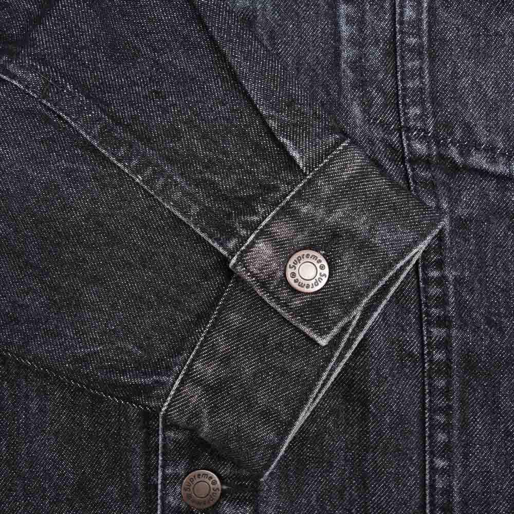 Supreme シュプリーム 22SS Inset Logo Denim Trucker Jacket インセット ロゴ デニム トラッカー ジャケット ブラック系 XL【新古品】【未使用】【中古】