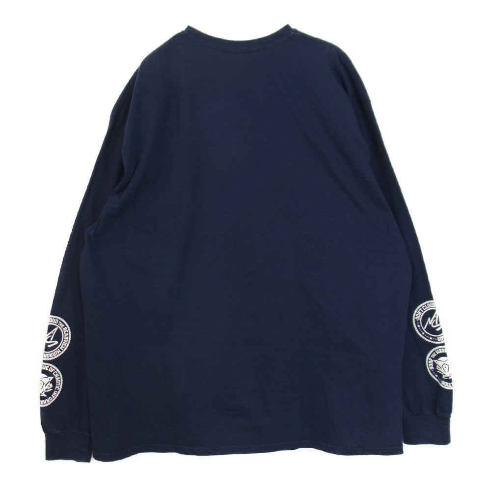 MASSES マシス T-SHIRT L/S ロゴ プリント 長袖 Tシャツ ネイビー系 XL【中古】