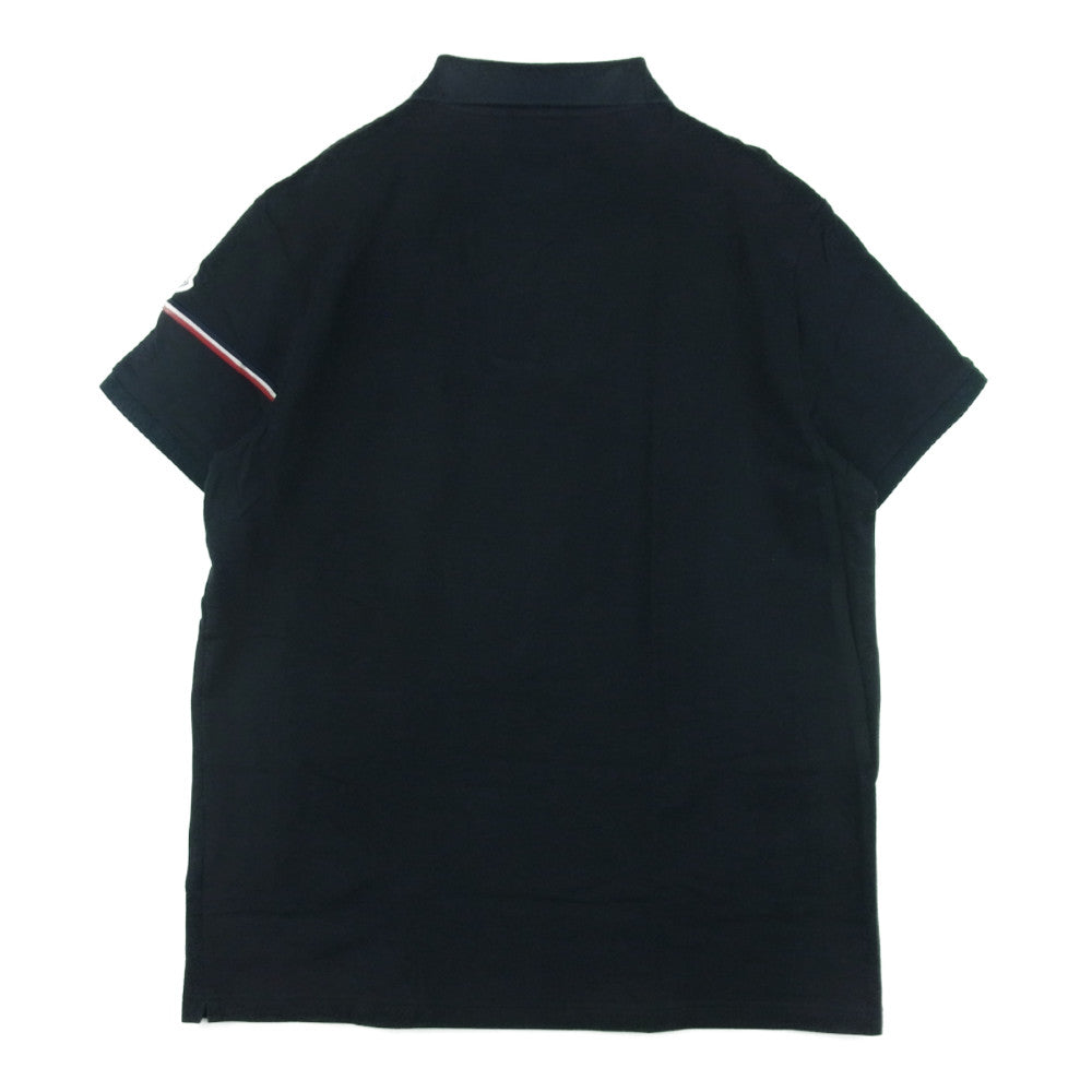 MONCLER モンクレール 国内正規品 ポロシャツ 袖トリコロール ライン 鹿の子 コットン 中国製 ブラック系 XXL【中古】