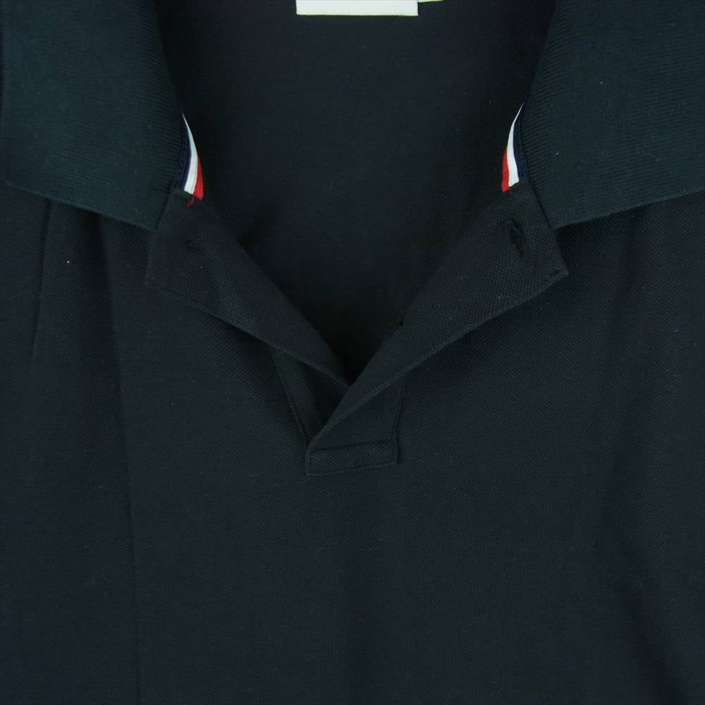 MONCLER モンクレール 国内正規品 ポロシャツ 袖トリコロール ライン 鹿の子 コットン 中国製 ブラック系 XXL【中古】