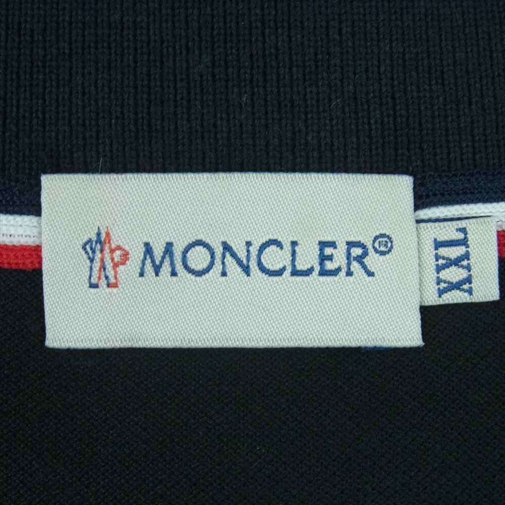 MONCLER モンクレール 国内正規品 ポロシャツ 袖トリコロール ライン 鹿の子 コットン 中国製 ブラック系 XXL【中古】